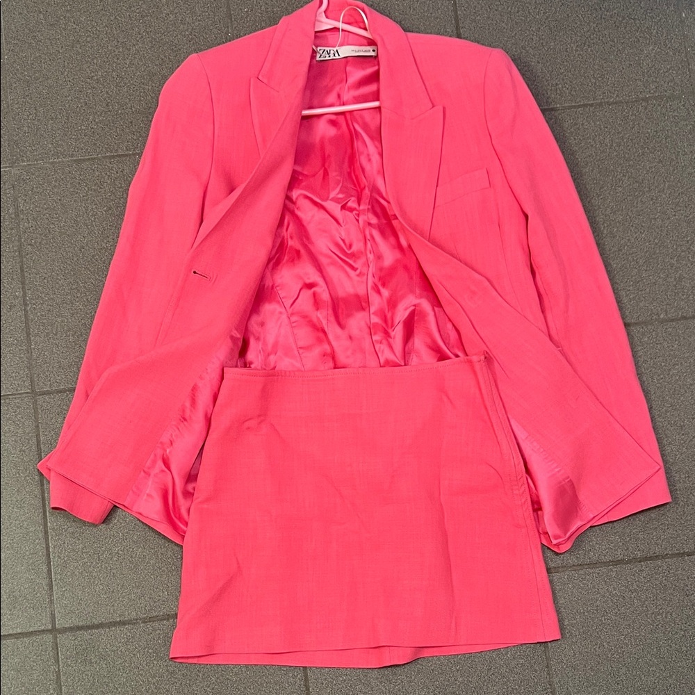 Zara Pink Blazer and Skirt Set